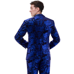 2-Piece Slim Fit Digital Print Blue Suit