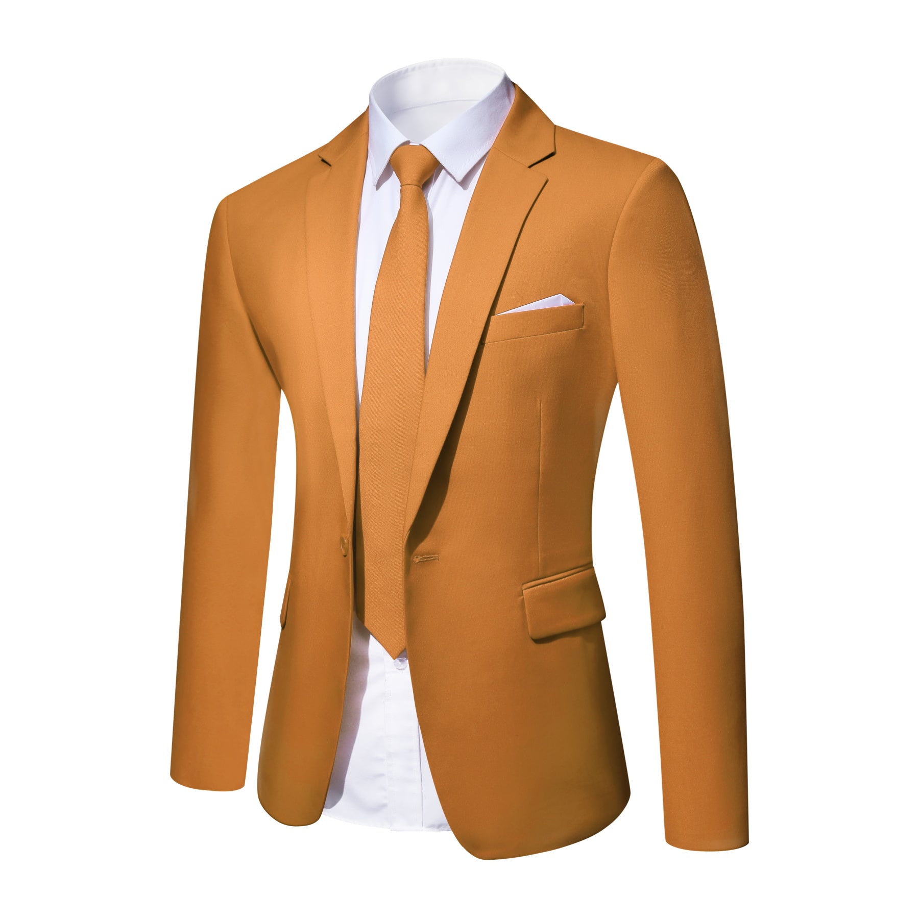 Slim Fit Simple Casual Coffee 2-Piece Suit