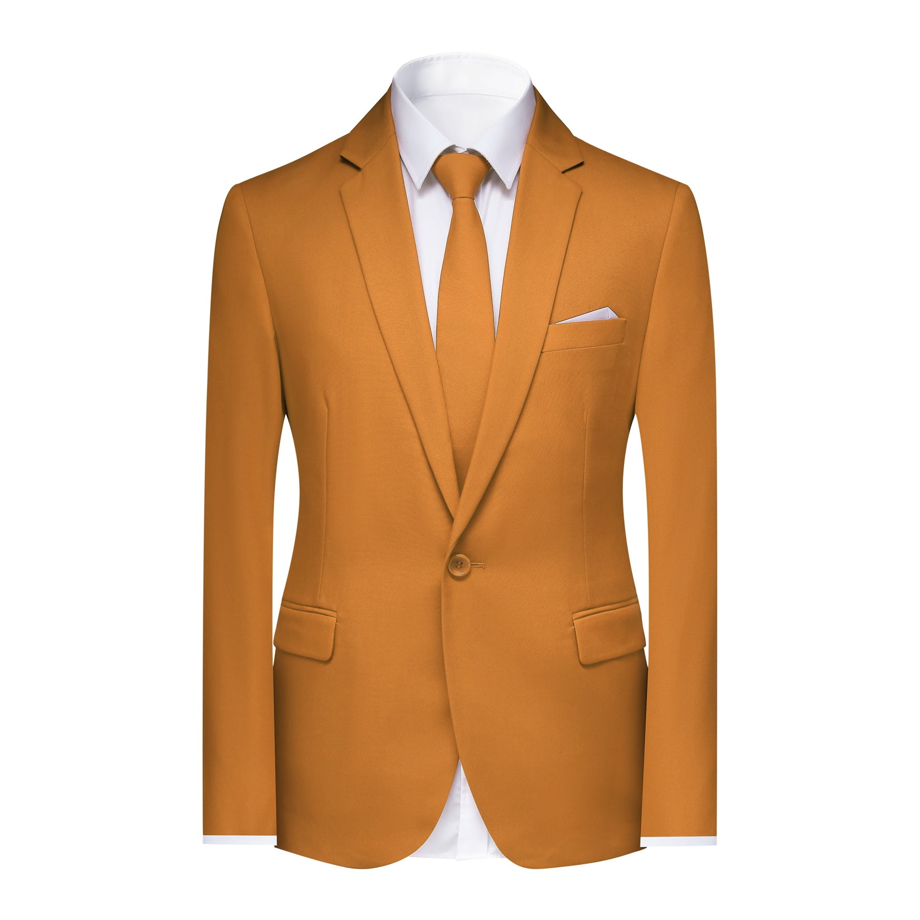 Slim Fit Simple Casual Coffee 2-Piece Suit