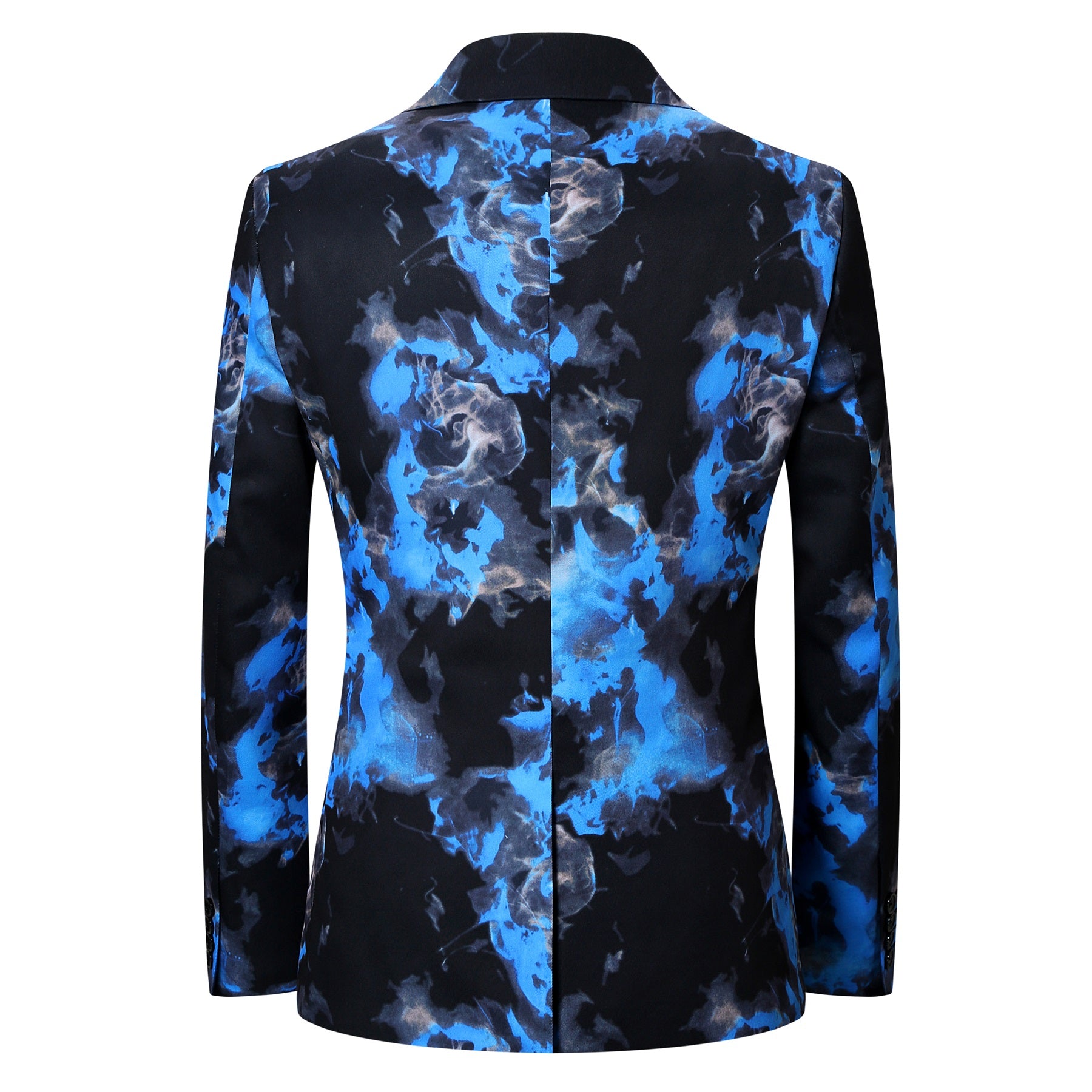 Slim Fit Flame Print Royal Blue Blazer