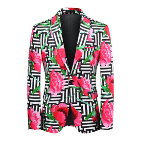 2-Piece Men's Tree Peony Printed Festive Suit