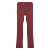 Men's Classic Slim Fit Stretch Flat Front Slacks Dress Pants Wine Red