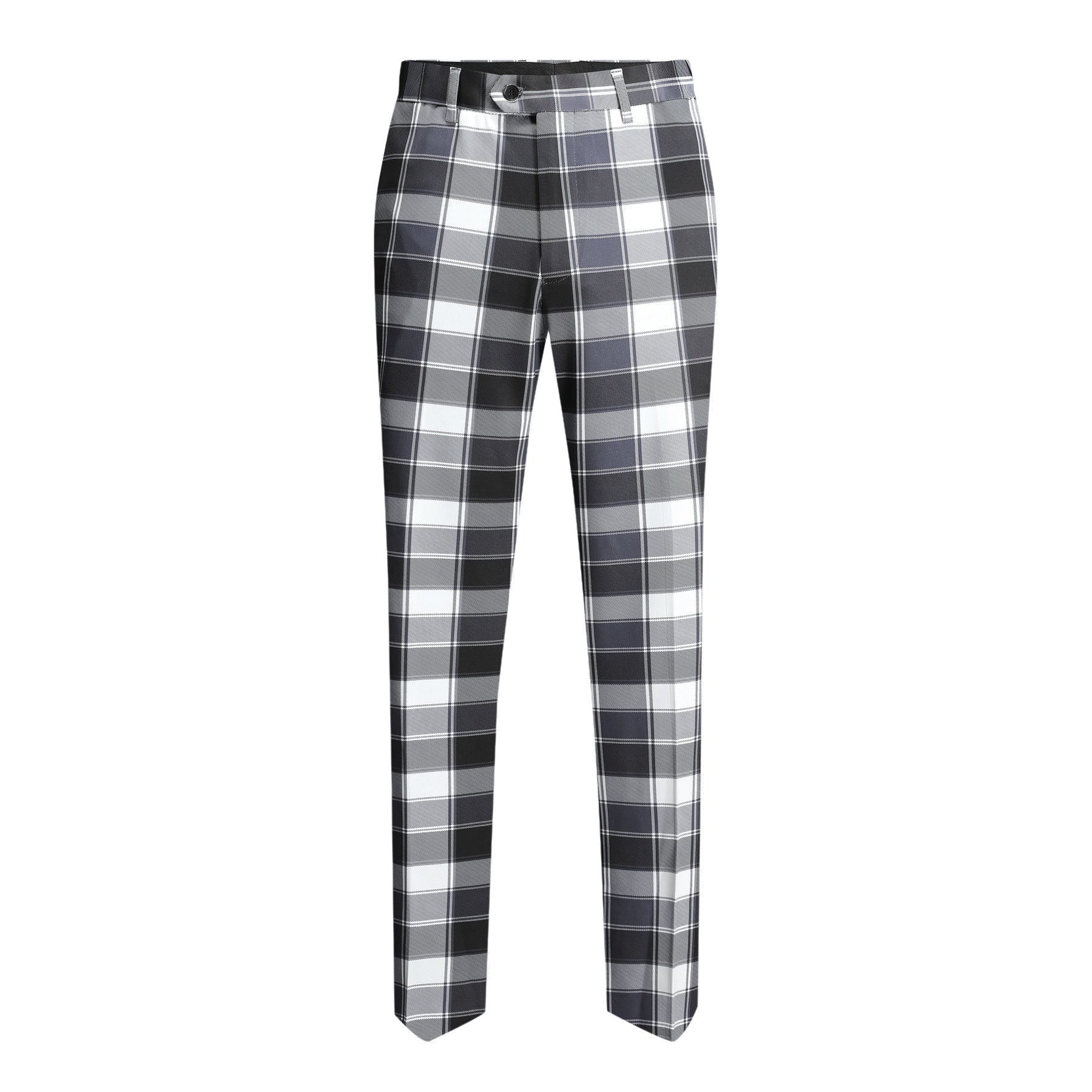 Men's 2-Button Single-Breasted Suit 3-Piece Plaid Suit Grey