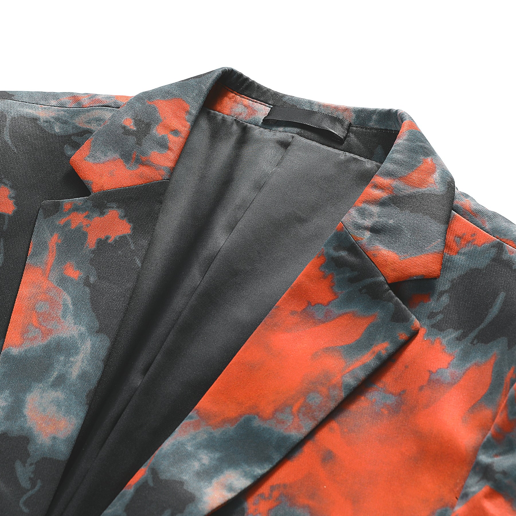 Slim Fit Orange Flame Printed Blazer