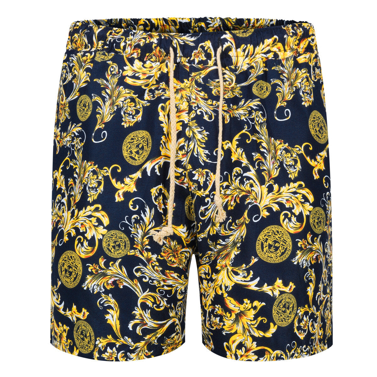 Mens 2-Piece Hawaii Print Style Summer Suit Yellow