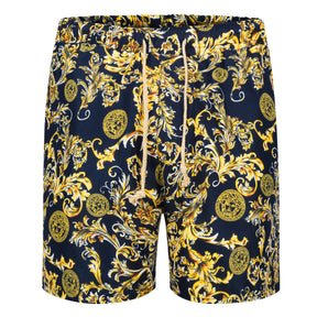 Mens 2-Piece Hawaii Print Style Summer Suit Yellow