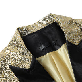 Gold Shiny Sequin Jacket Party Tuxedo Blazer