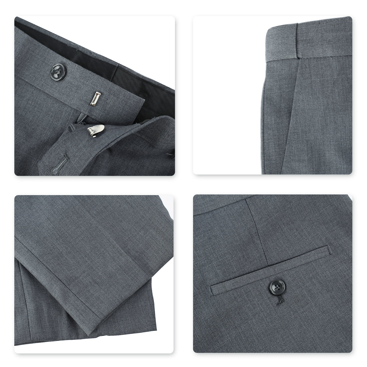 Men's Classic Slim Fit Stretch Flat Front Slacks Dress Pants Dark Grey