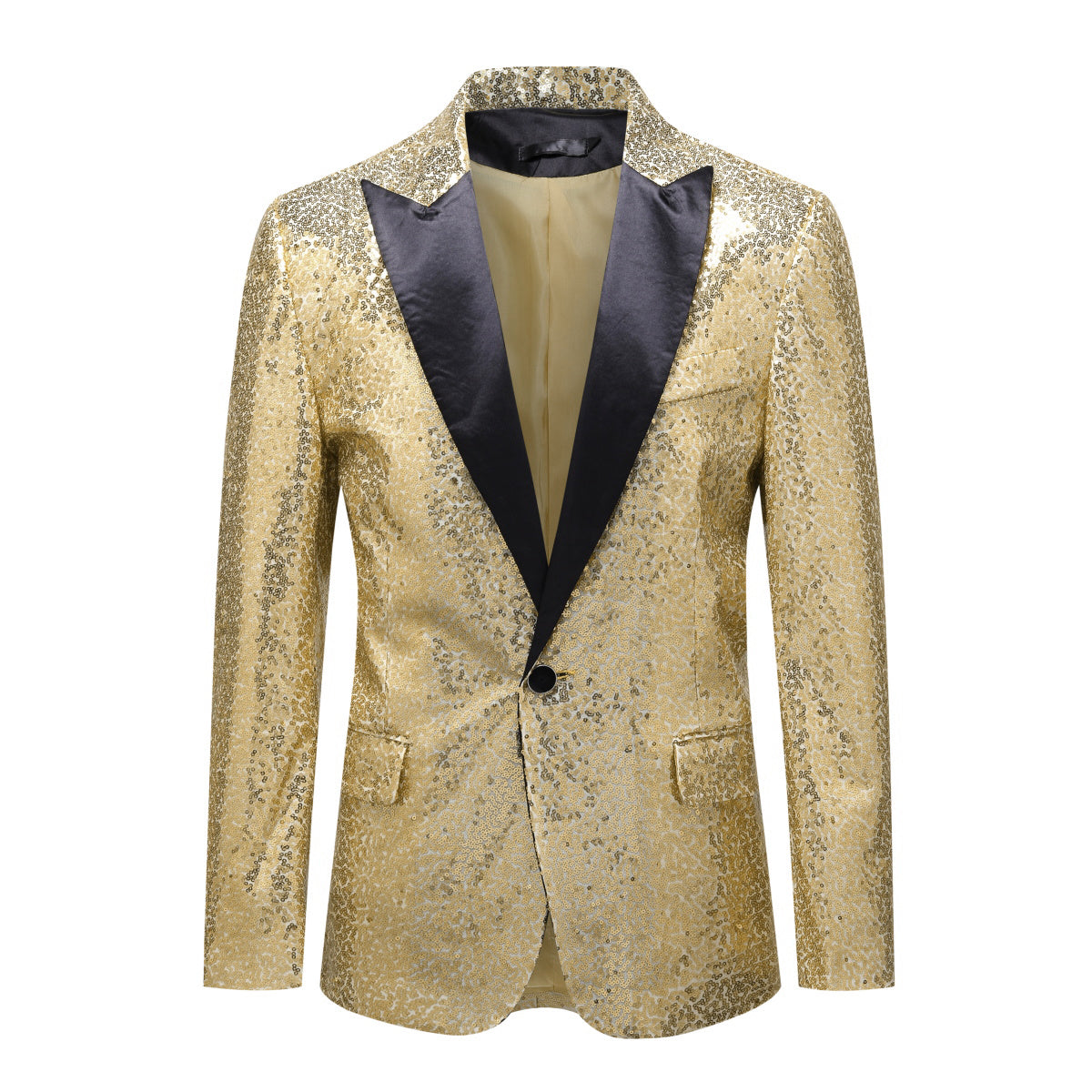 Gold Shiny Sequin Jacket Party Tuxedo Blazer