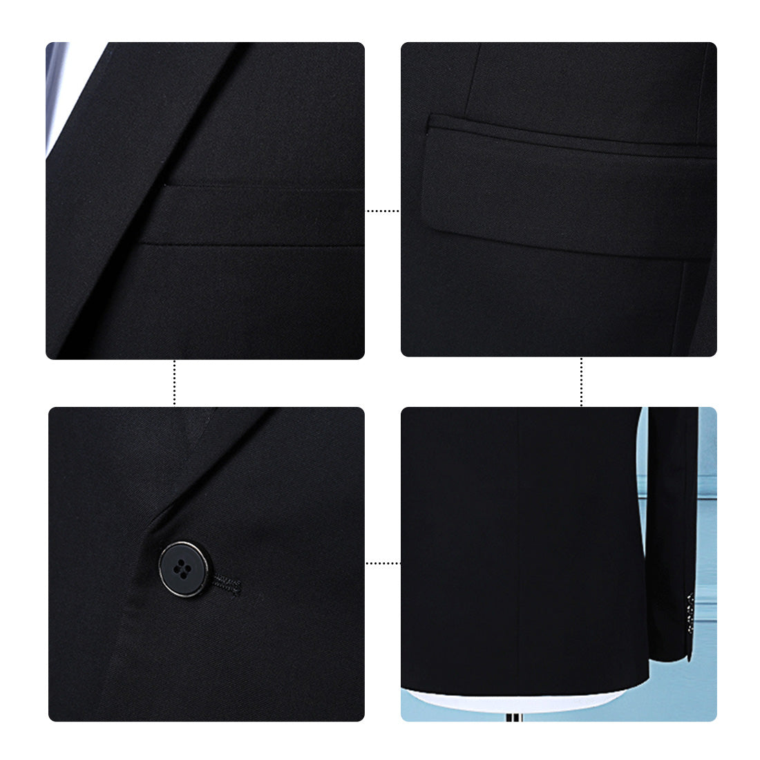 2-Piece Slim Fit One Button Suit Black Suit