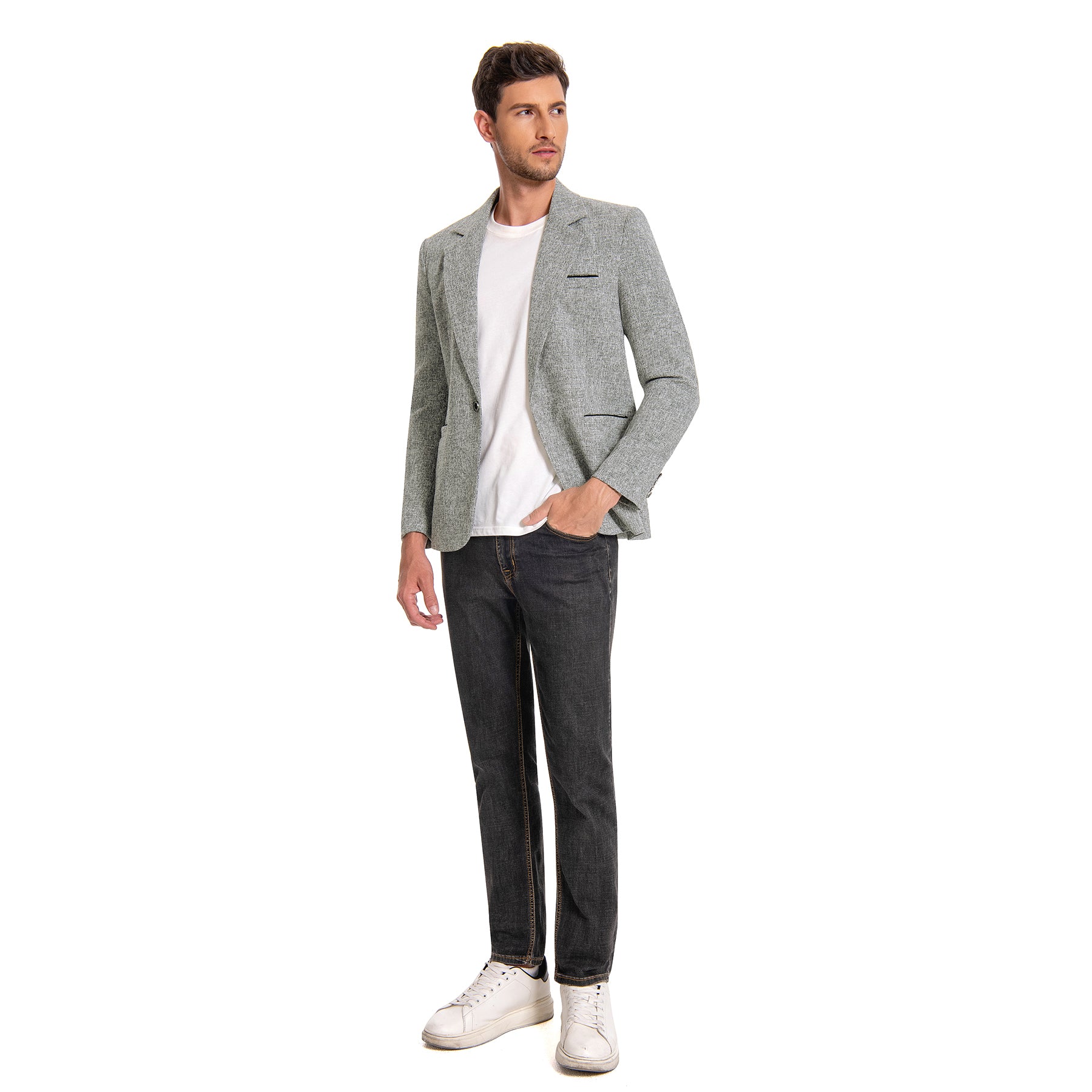 Men's Notch Lapel Single-Breasted Blazer Grey