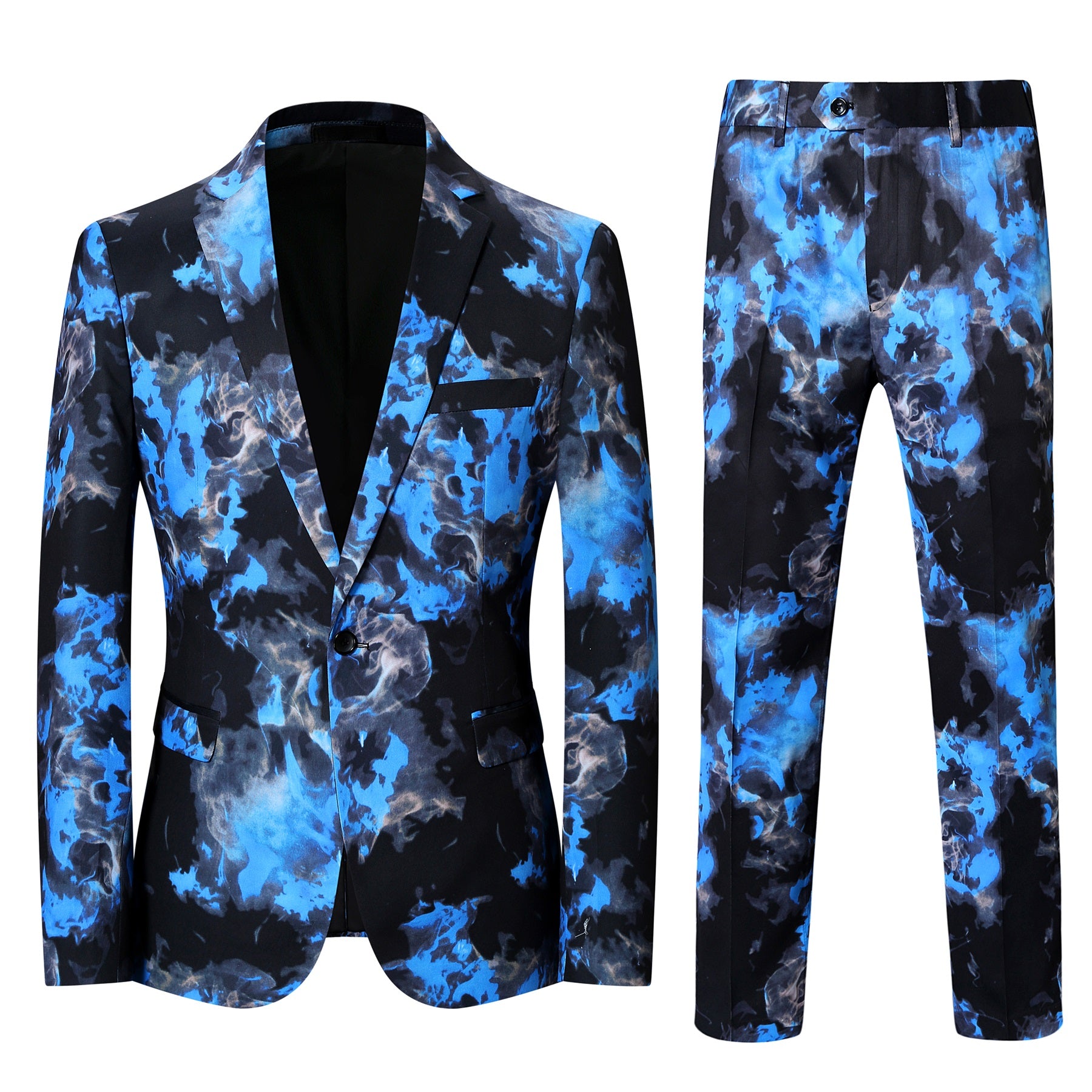 Men's 2-Piece Color-Blocked Ombre One-Button Suit Blue