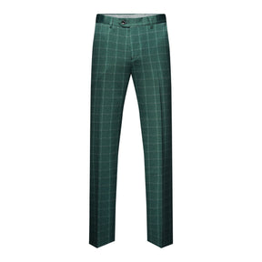 3-Piece Slim Fit Green Plaid Modern Suit