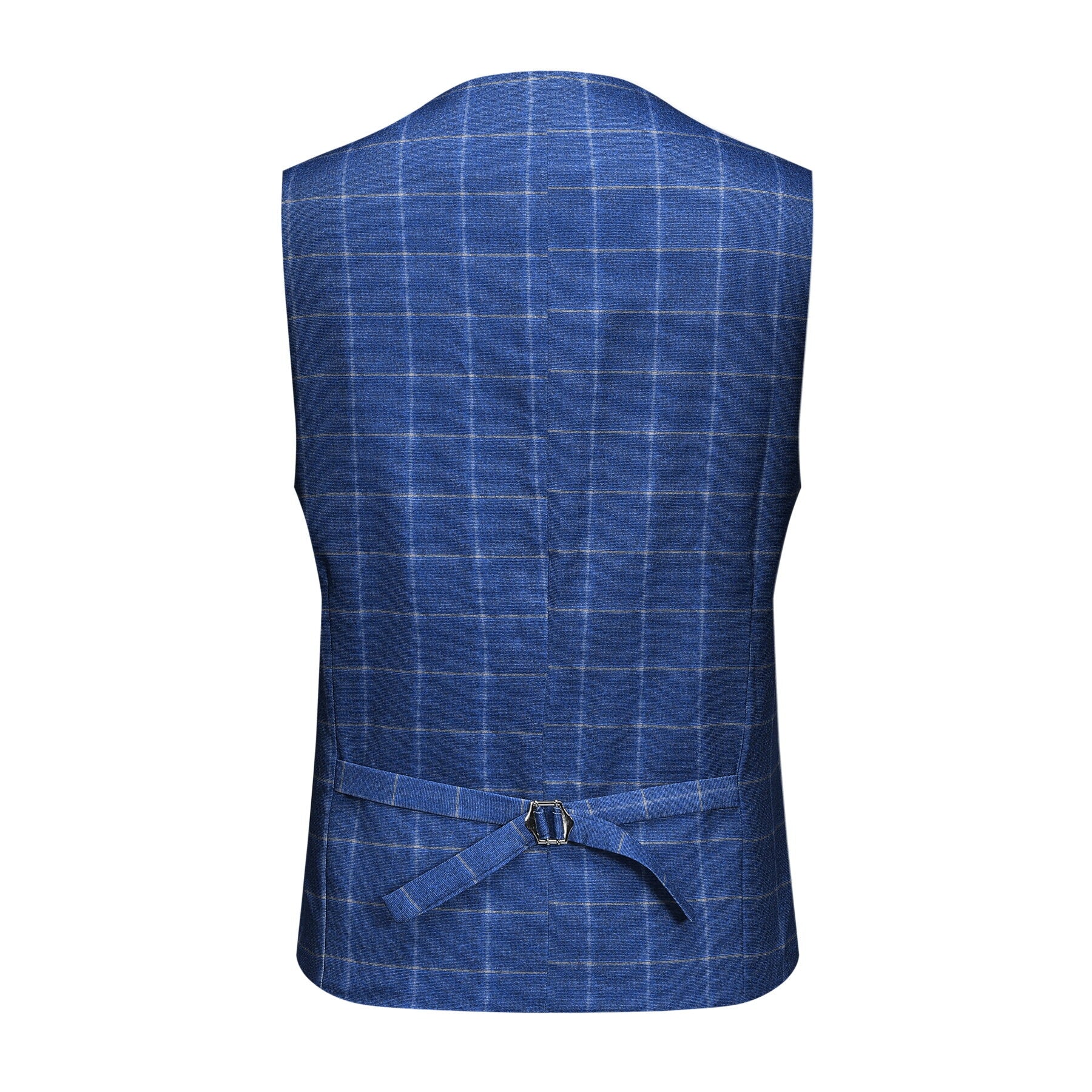 3-Piece Slim Fit Royal Blue Plaid Modern Suit