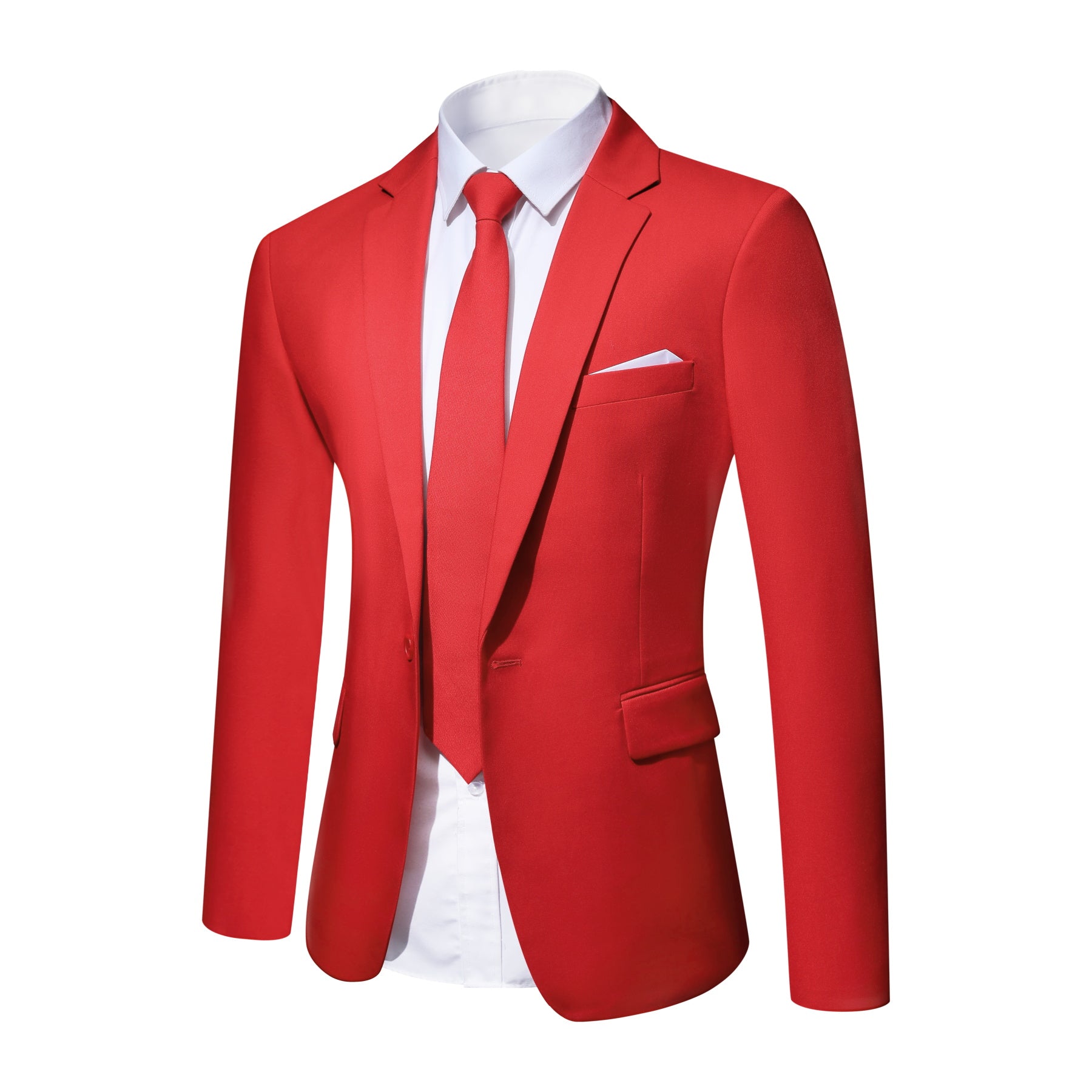 2-Piece Slim Fit Simple Designed Red Suit