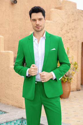 2-Piece Slim Fit Simple Designed Suit Green