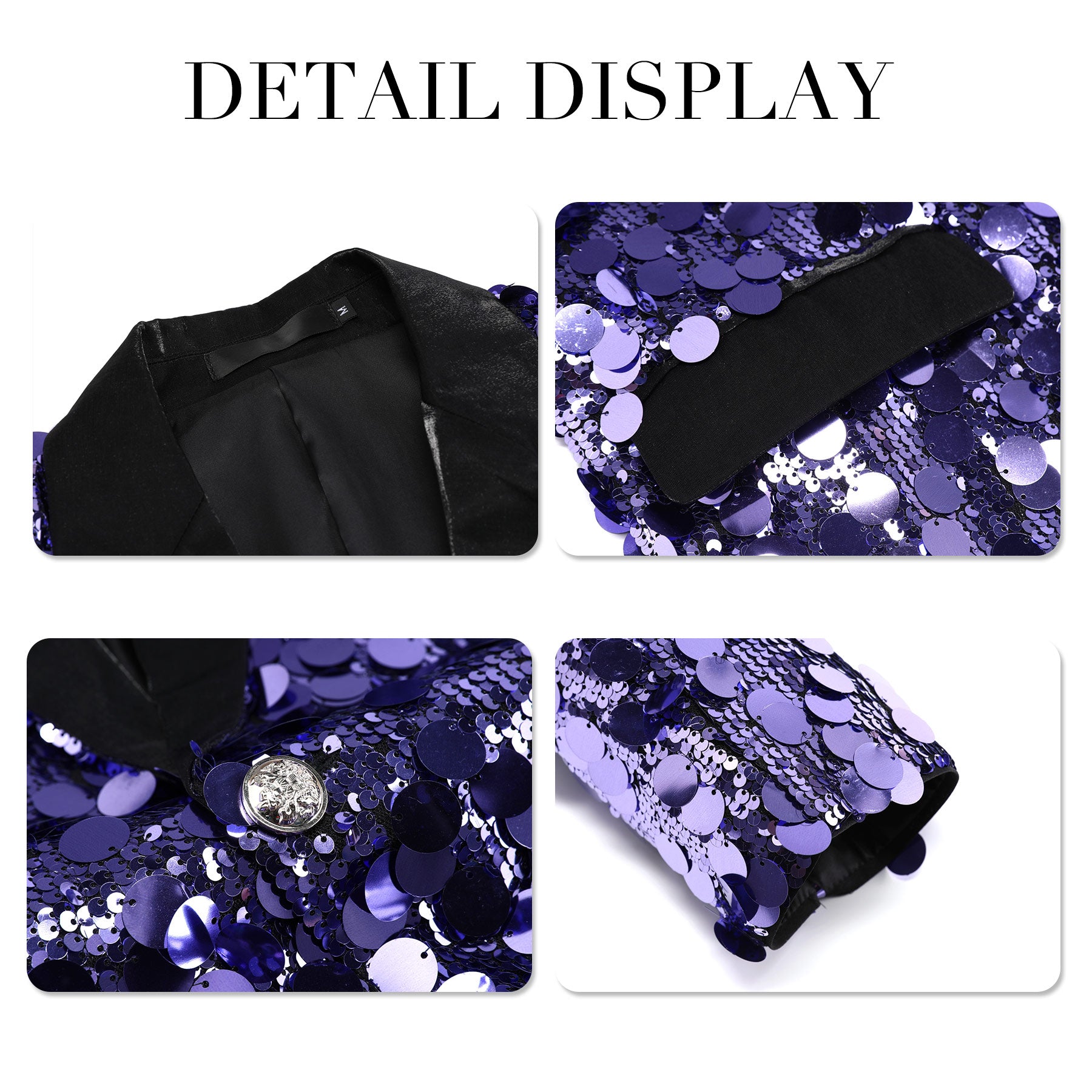 Men's Sequined Single-Button Jacket Purple