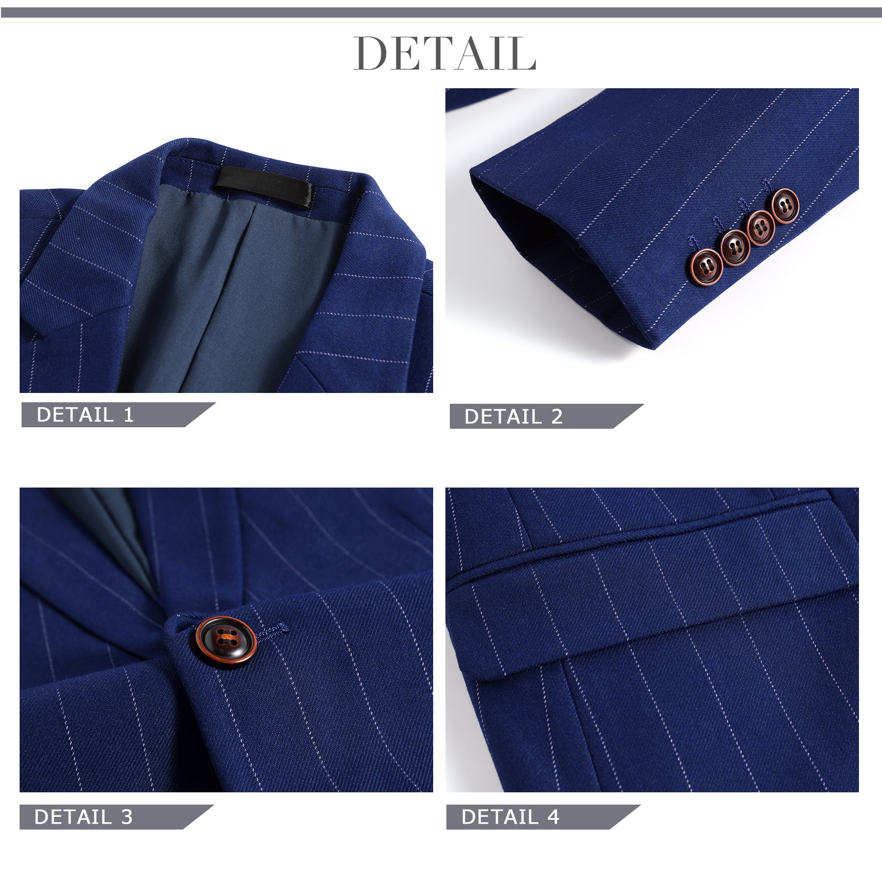 Three Piece Nagaro Blue Suit Stripe Design Suit