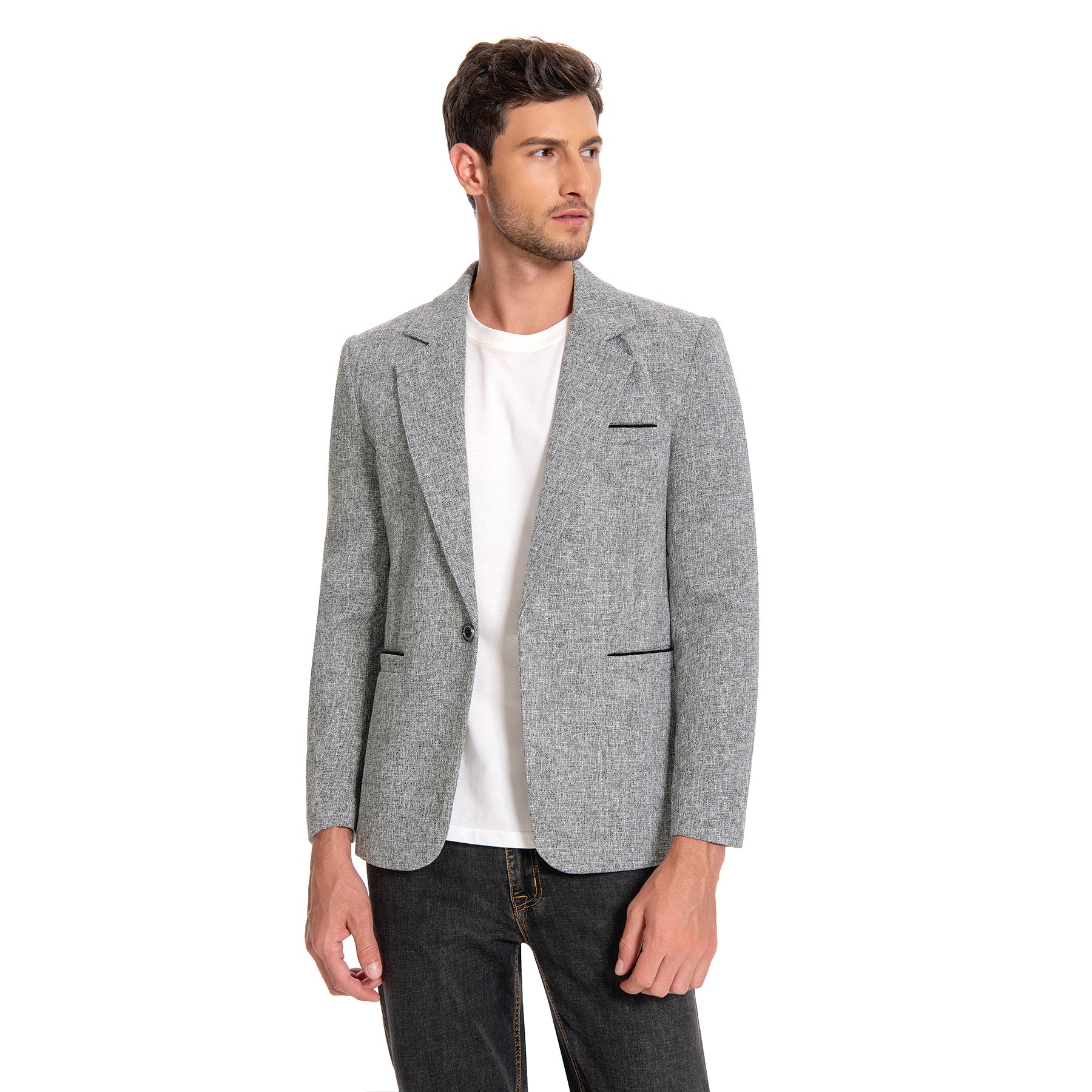 Men's Notch Lapel Single-Breasted Blazer Grey