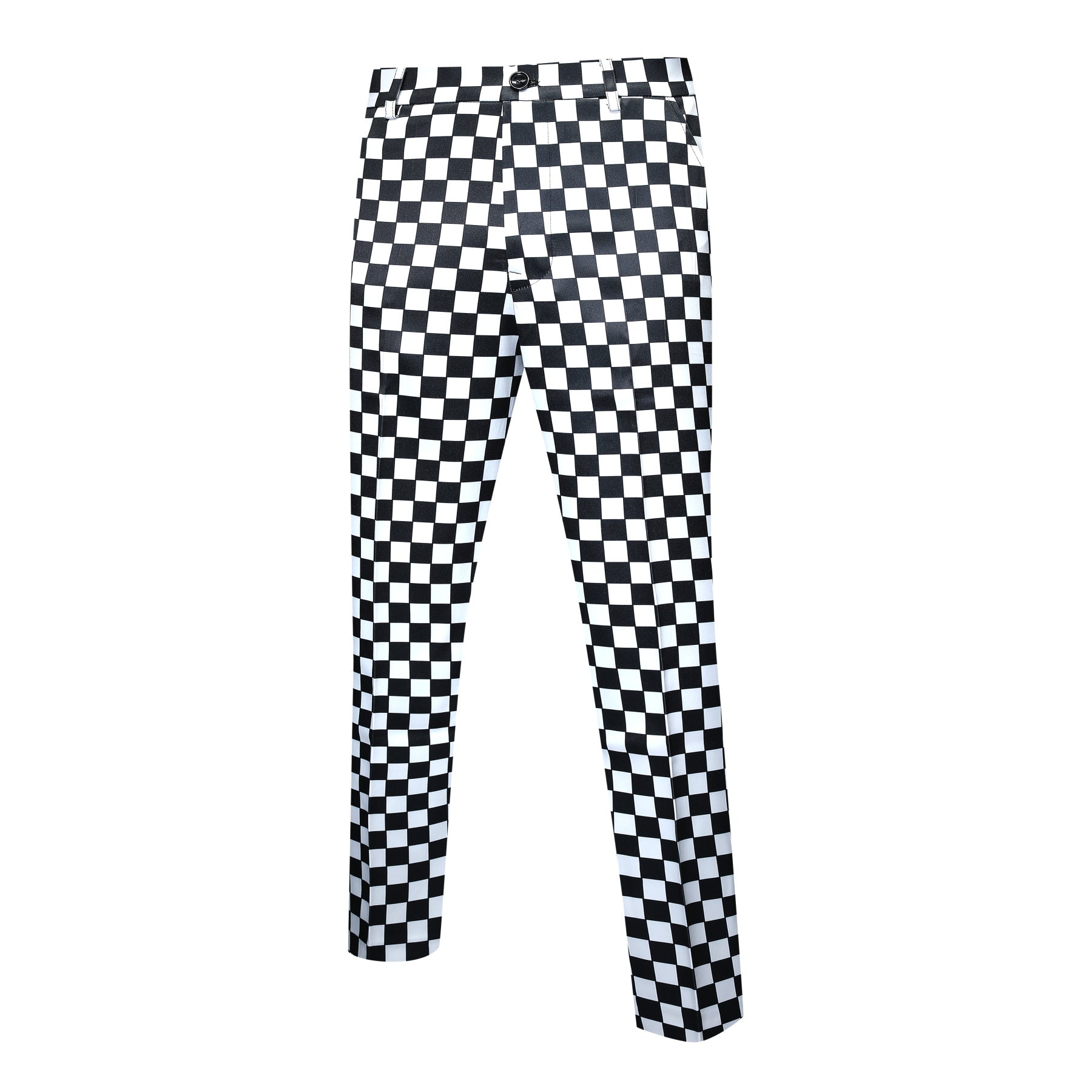 2- Piece Checkerboard Print Slim Fit Plaid Suit