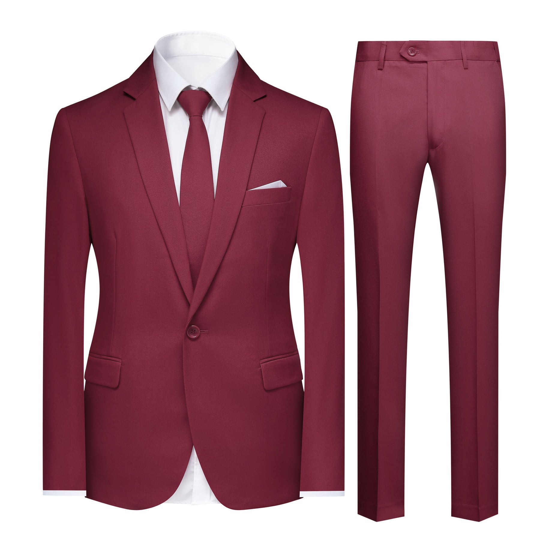 2-Piece Slim Fit Classic Maroon Suit