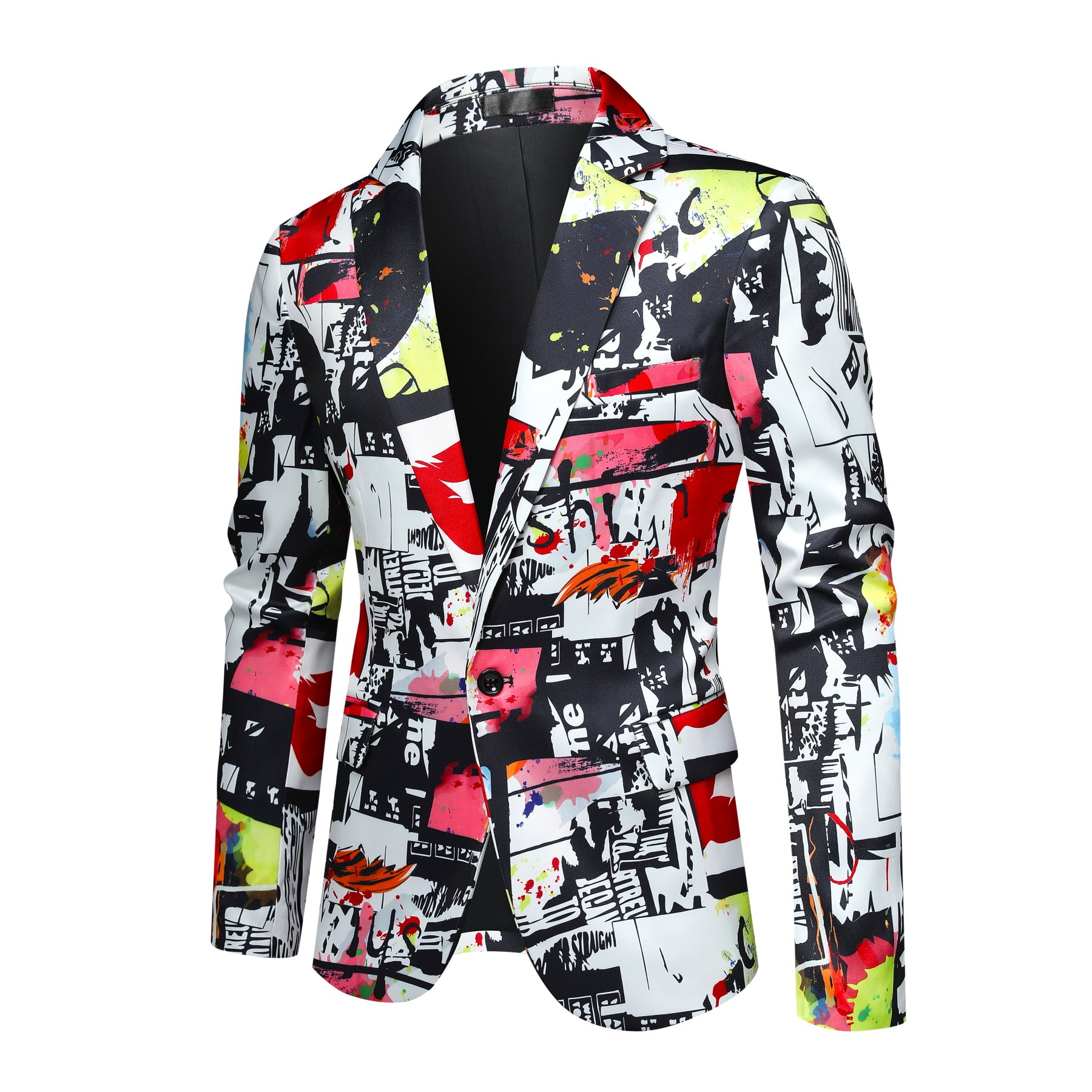 Fashion Slim Fit Print Blazer One Button Blazer