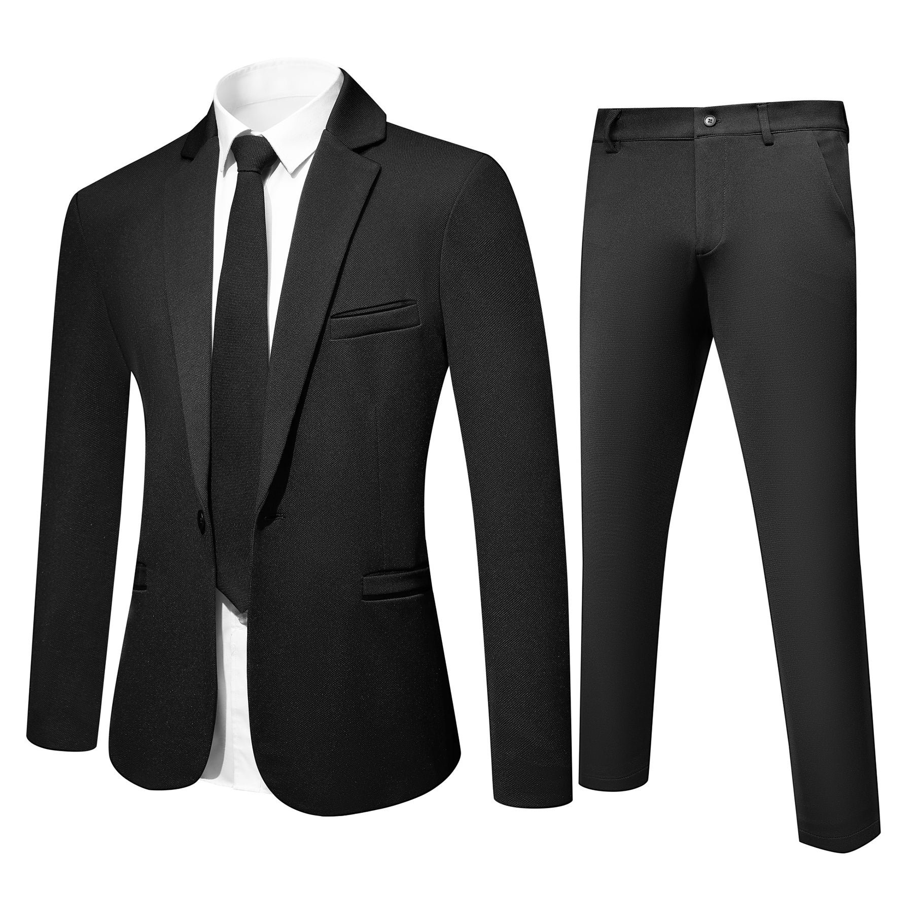 2-Piece Men's Slim Fit Single-Breasted Suit Black