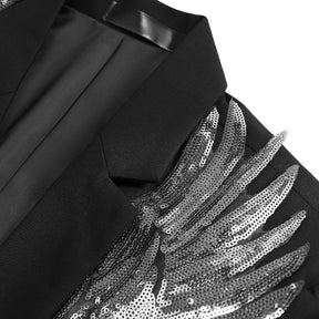 Silver Wings Black Blazer Dress Floral Blazer