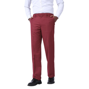 Men's Classic Slim Fit Stretch Flat Front Slacks Dress Pants Wine Red