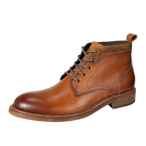 Men's Round-Toe High-Top Polo Boots in Brown