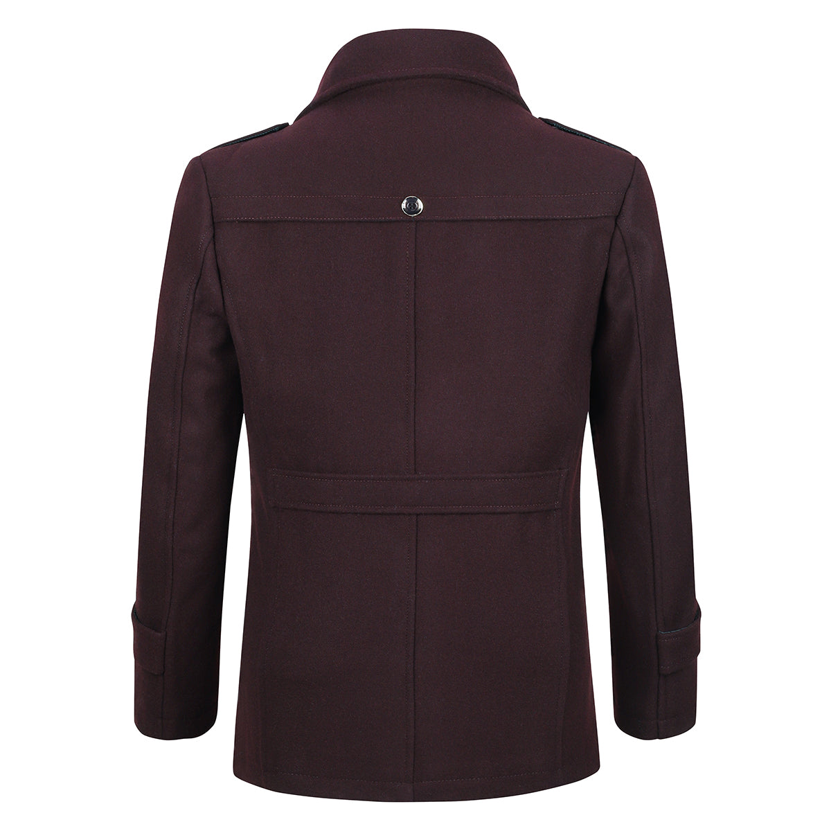 Men's Thick Solid Color Lapel Casual Coat Cotton Wine Red