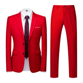 2-Piece Men's Two-Button Single Vent Suit Red