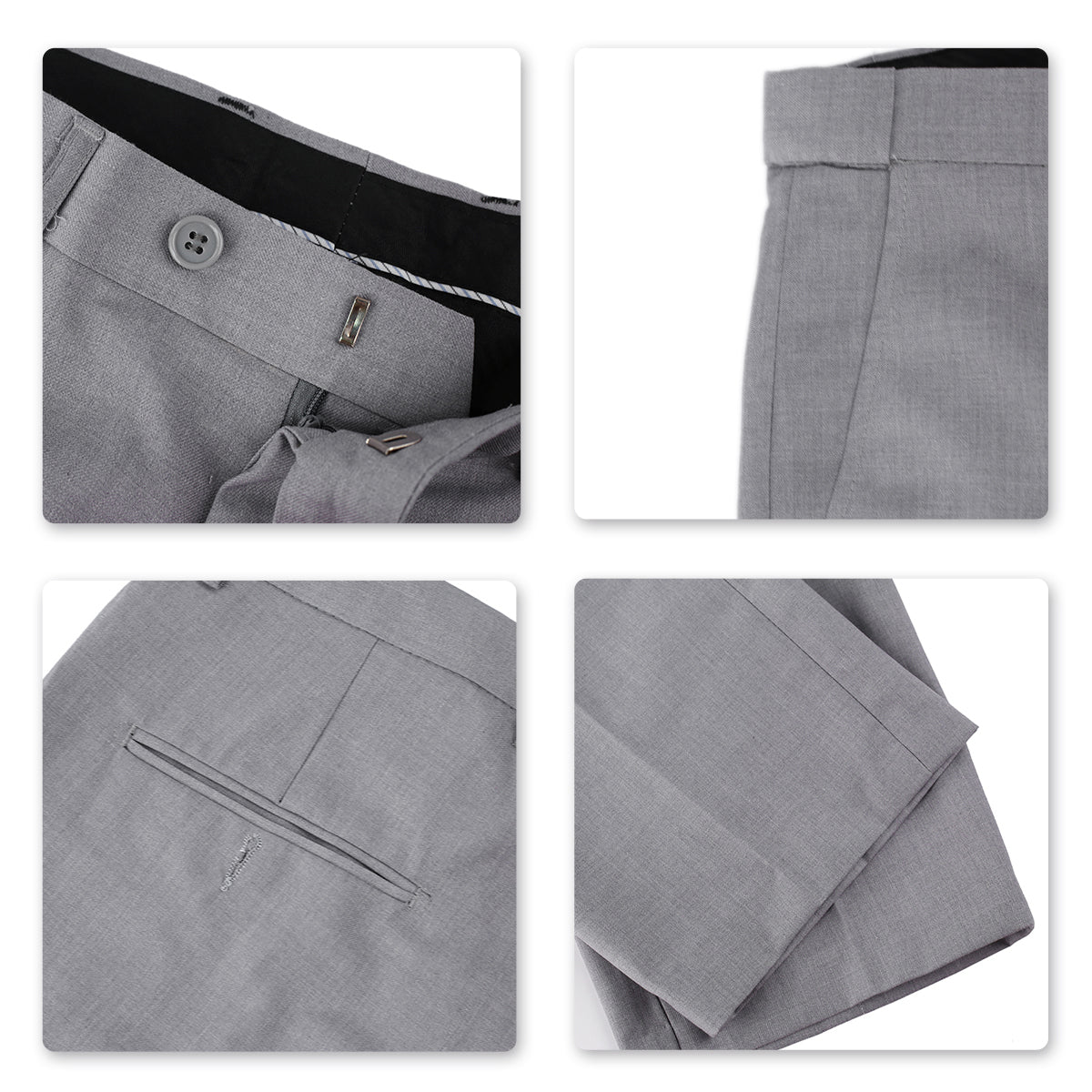 Men's Classic Slim Fit Stretch Flat Front Slacks Dress Pants Grey