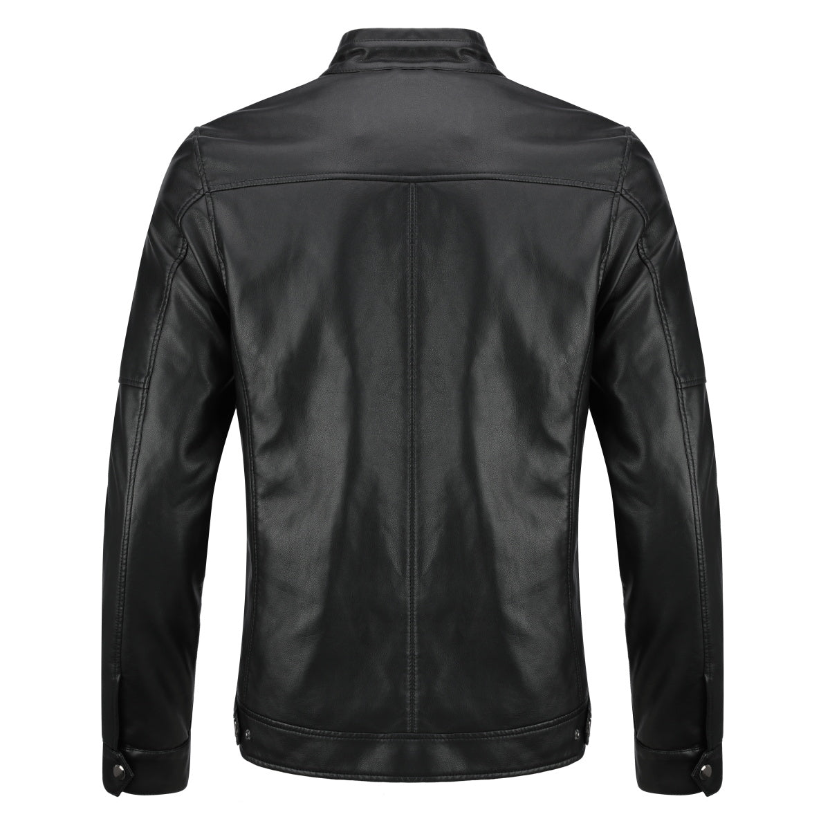 Men's Leather Jacket Casual Zip Up Motorcycle Outwear Black 3