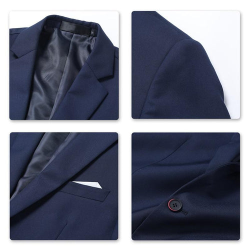 Navy 3-Piece Suit Slim Fit Two Button Suit -Cloudstyle