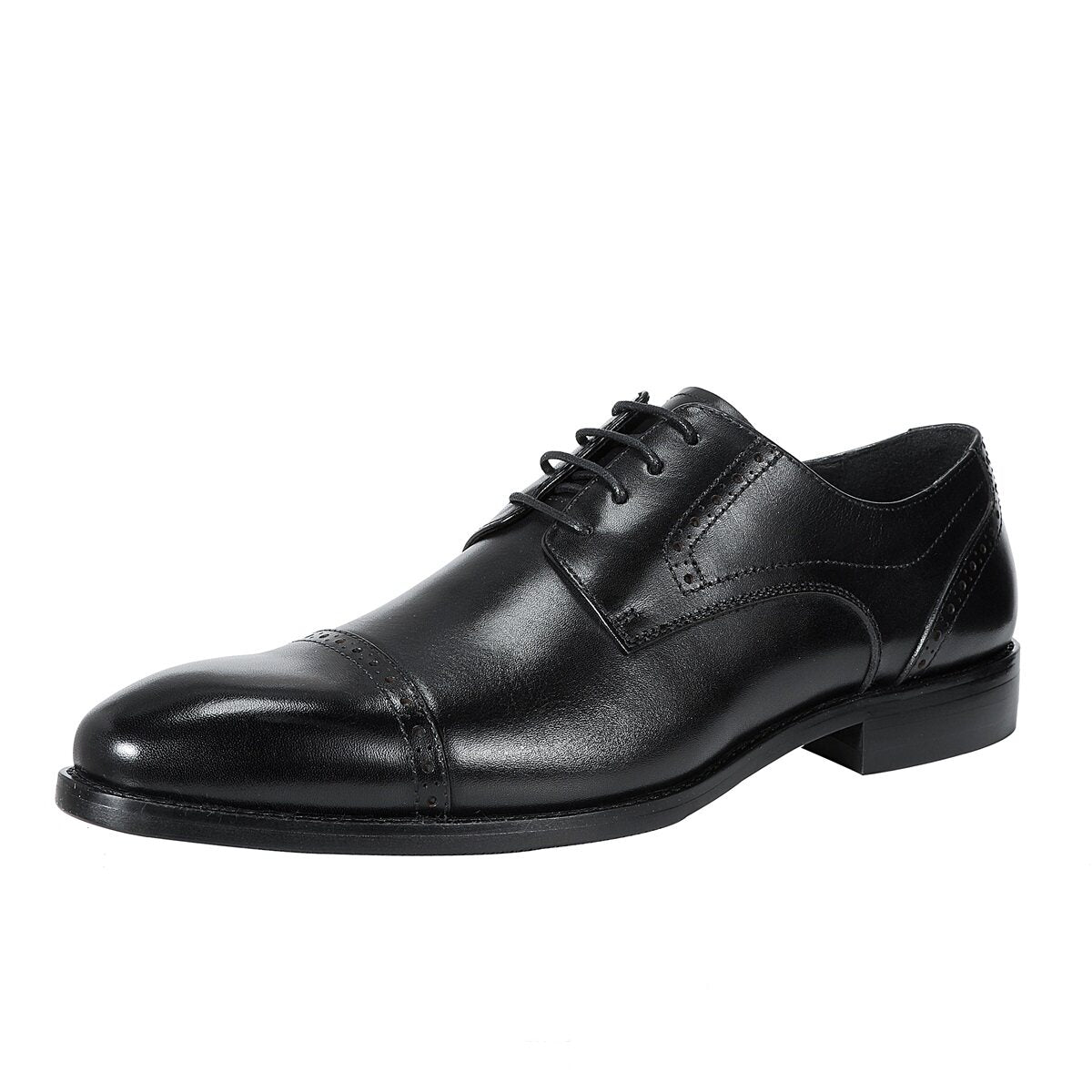 Men's Three Joint Business Formal Breathable British Leather Shoes Black