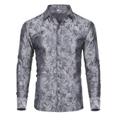 Slim Fit Embroidered Grey Paisley Shirt