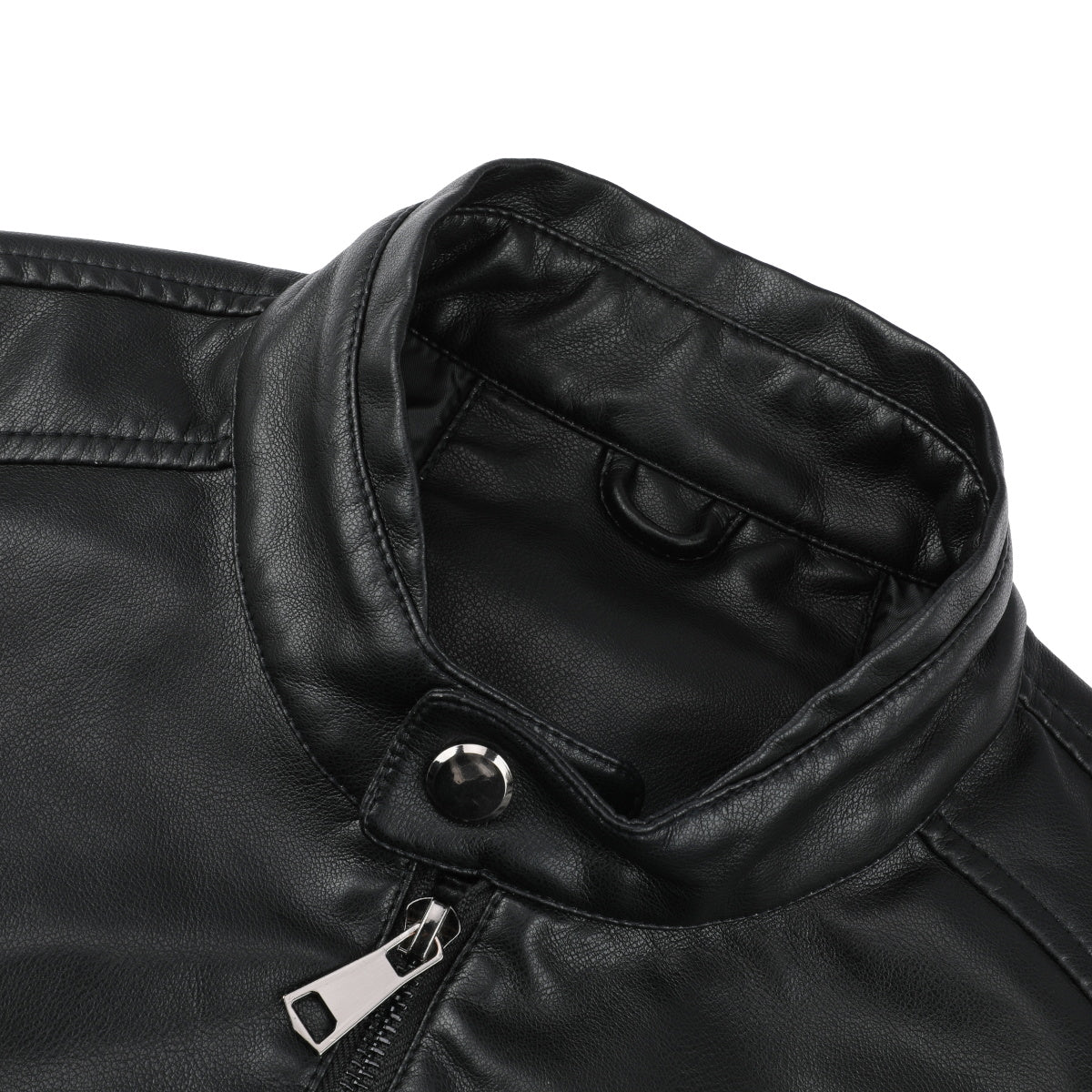 Men's Leather Jacket Casual Zip Up Motorcycle Outwear Black 3