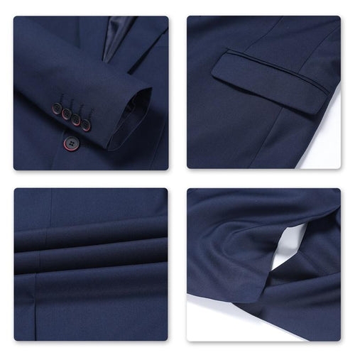 Navy 3-Piece Suit Slim Fit Two Button Suit -Cloudstyle