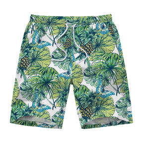 Mens 2-Piece Hawaii Print Style Summer Suit Green