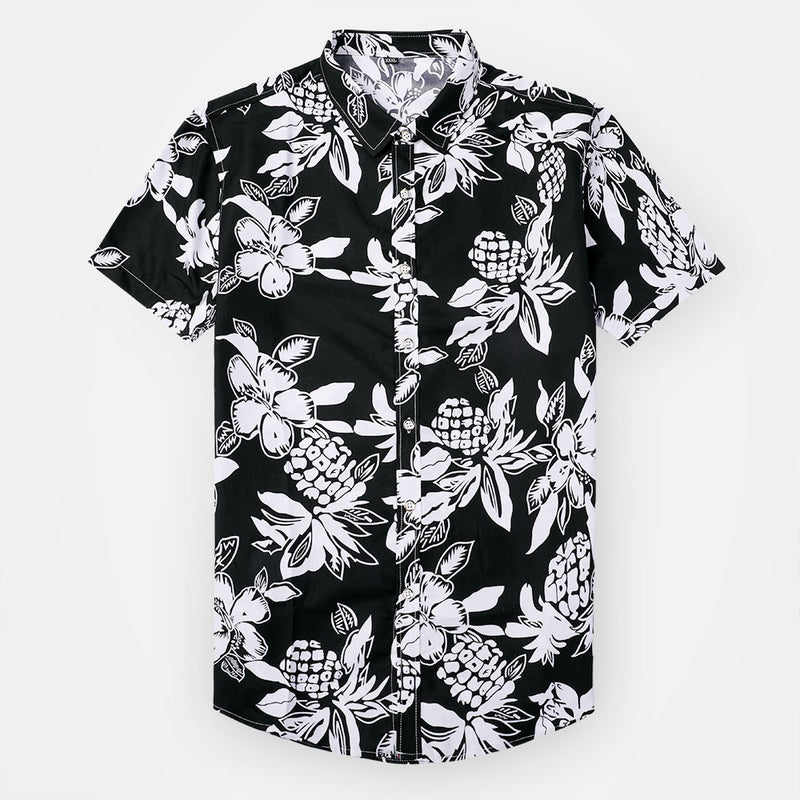 Men‘s Ventilate Casual Shirt Print Black Shirt -Cloudstyle