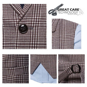 Plaid Single Breasted Vest Brown