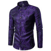 Slim Fit Embroidered Purple Paisley Shirt