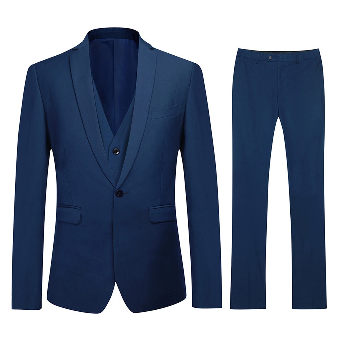 3-Piece One Button Formal Suit Blue Suit-Cloudstyle