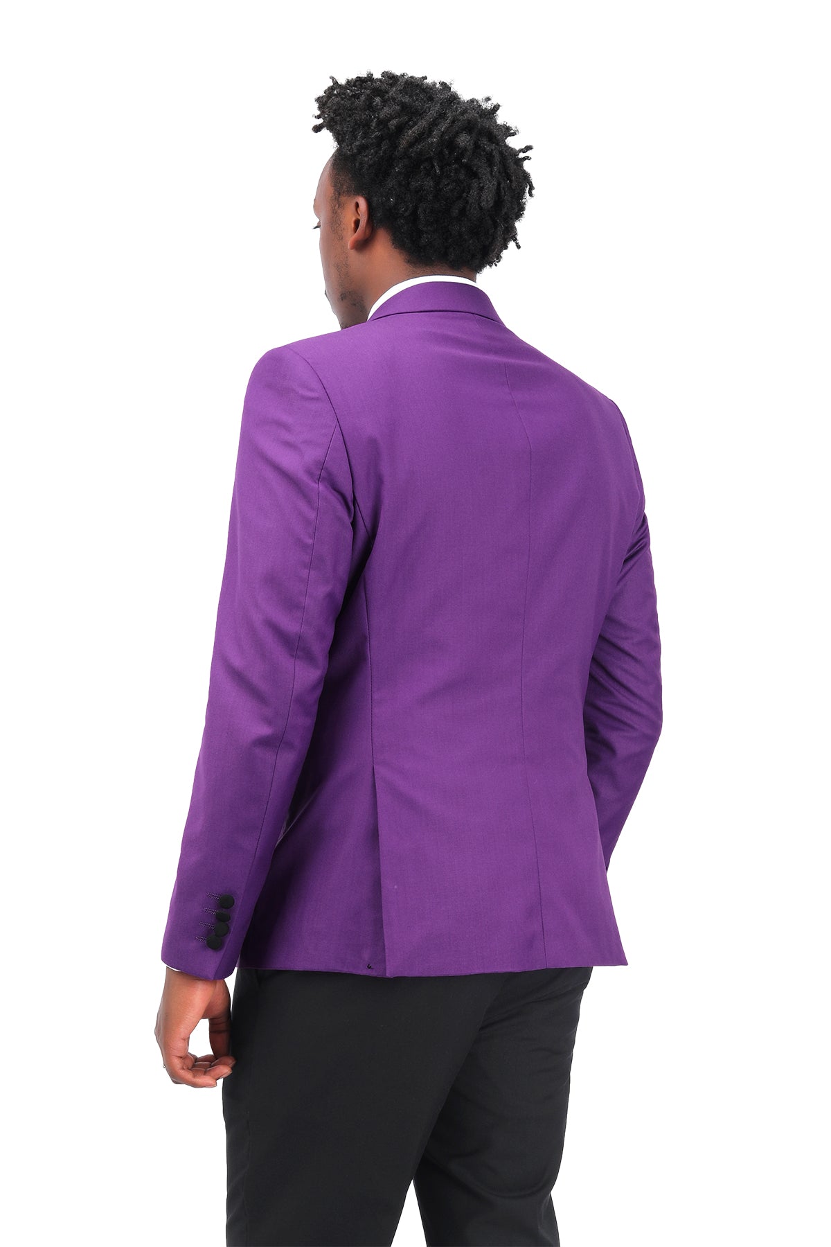 Men's Blue & Purple Windowpane Check Slim Fit Suit Trousers | Hawes & Curtis