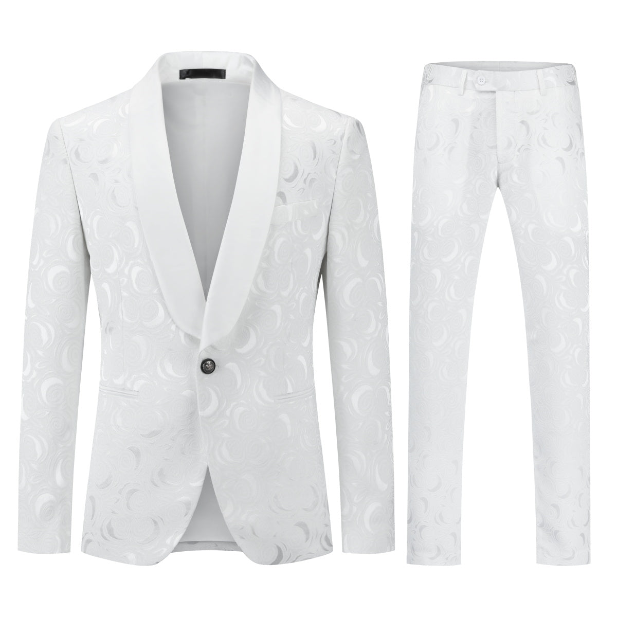 White Paisley Suit 2-Piece Slim Fit Suit